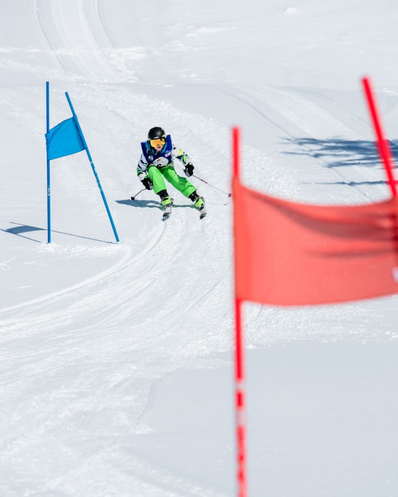 Skirennen und Stangentraining