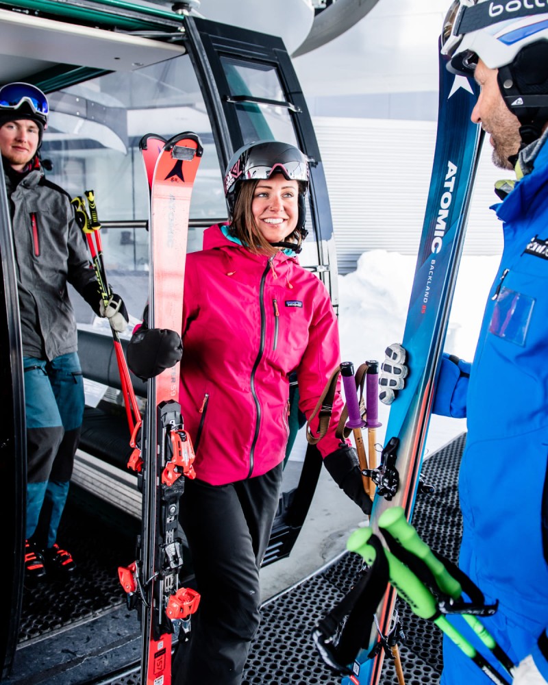 Skiing with a private ski instructor in the group